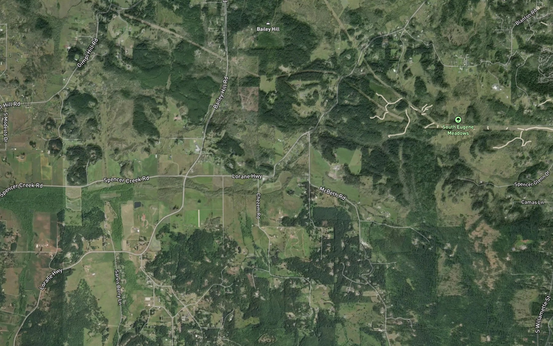 Satellite map of the South Fork Spencer Creek