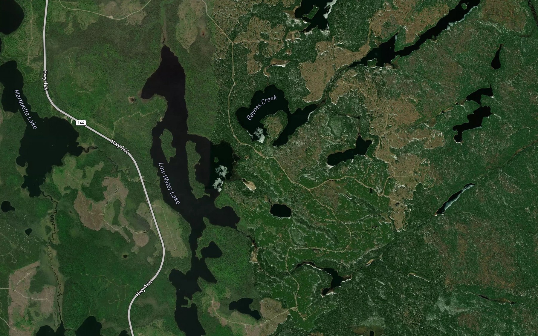 Satellite map of the Baynes Creek