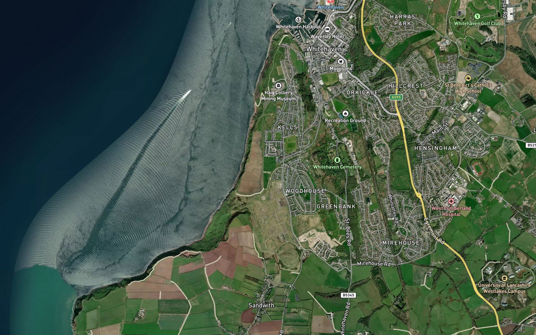 Satellite map of the Saltom Bay