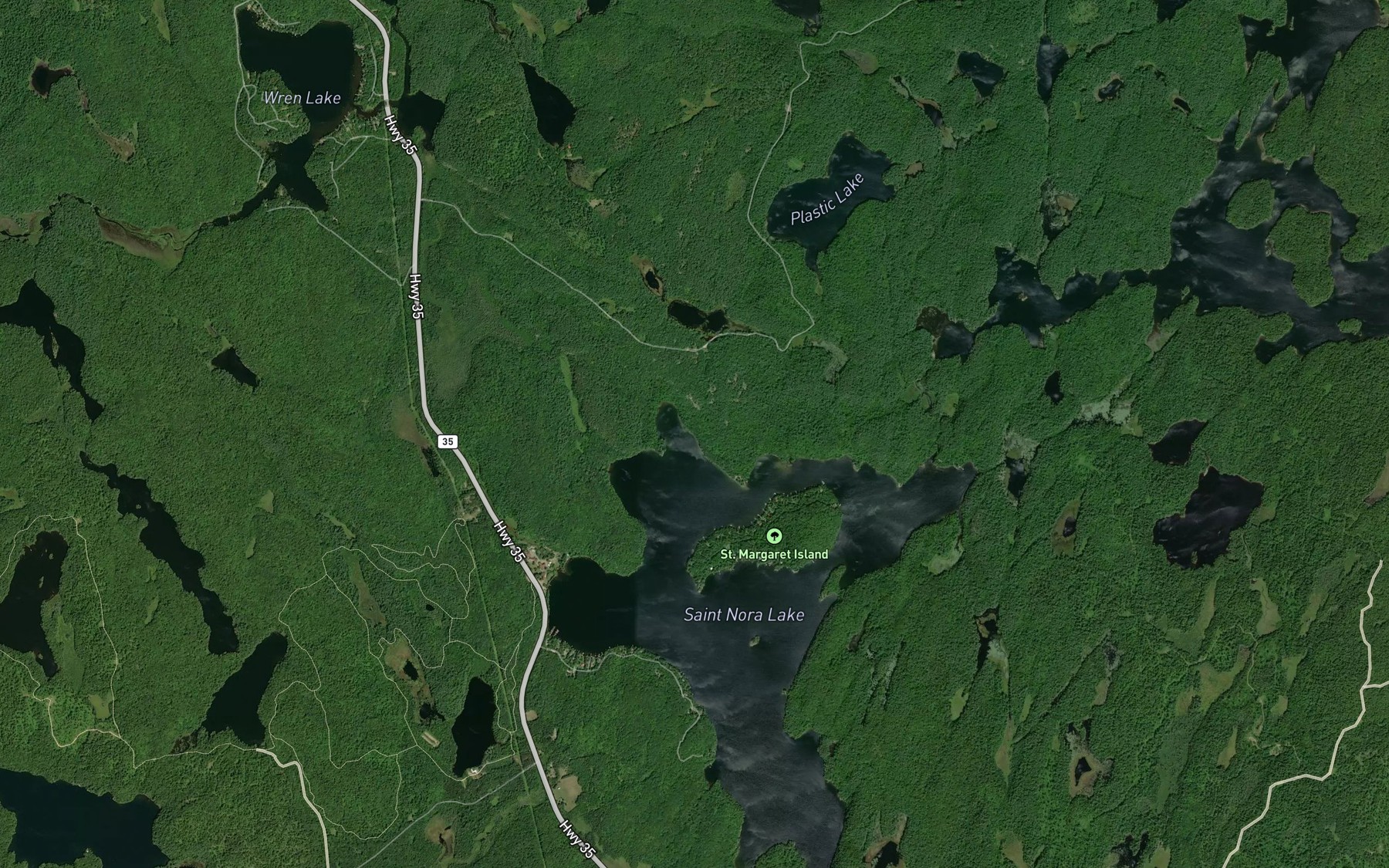 Satellite map of the Dawson Ponds