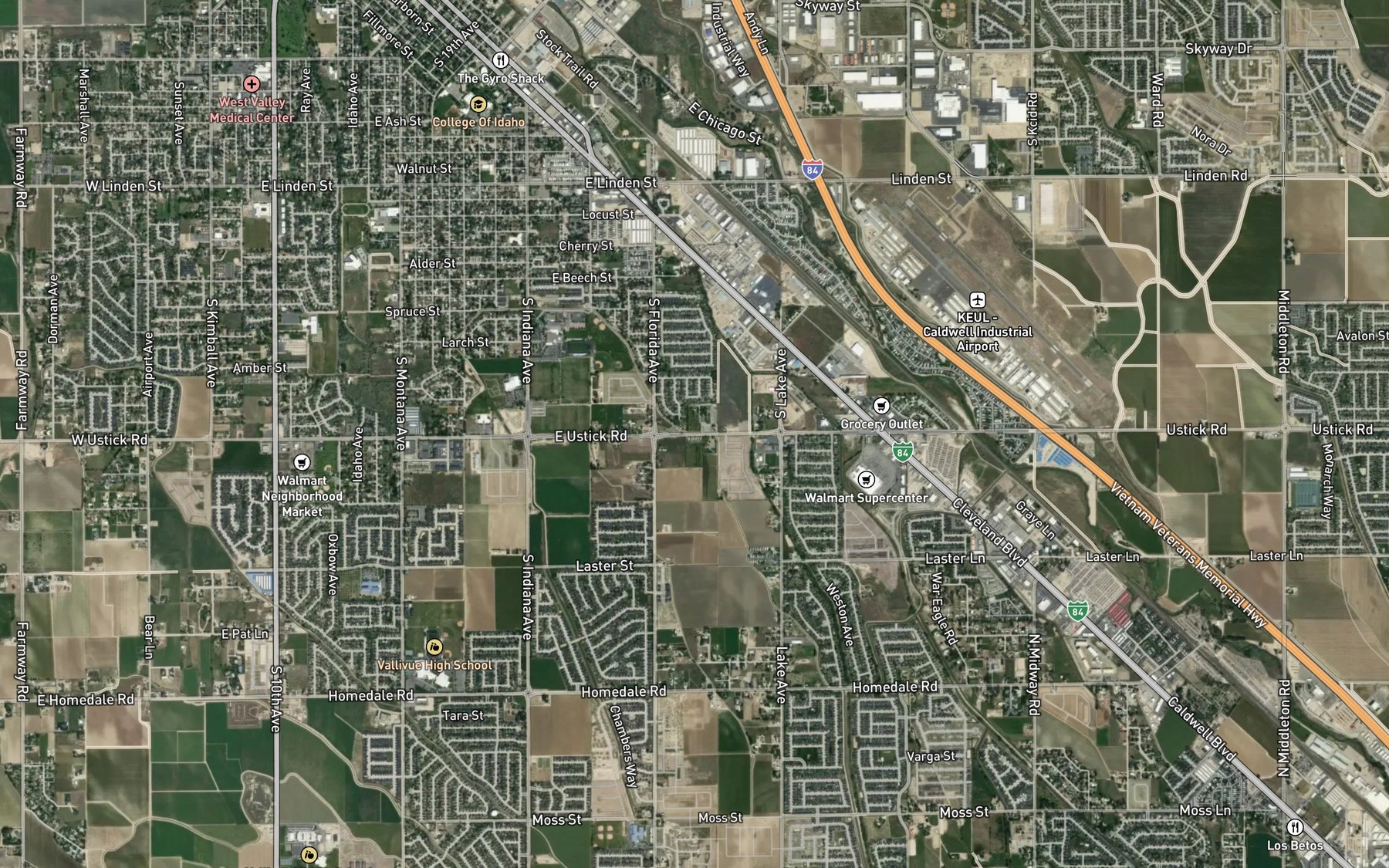 Satellite map of the Caldwell Low Line Canal