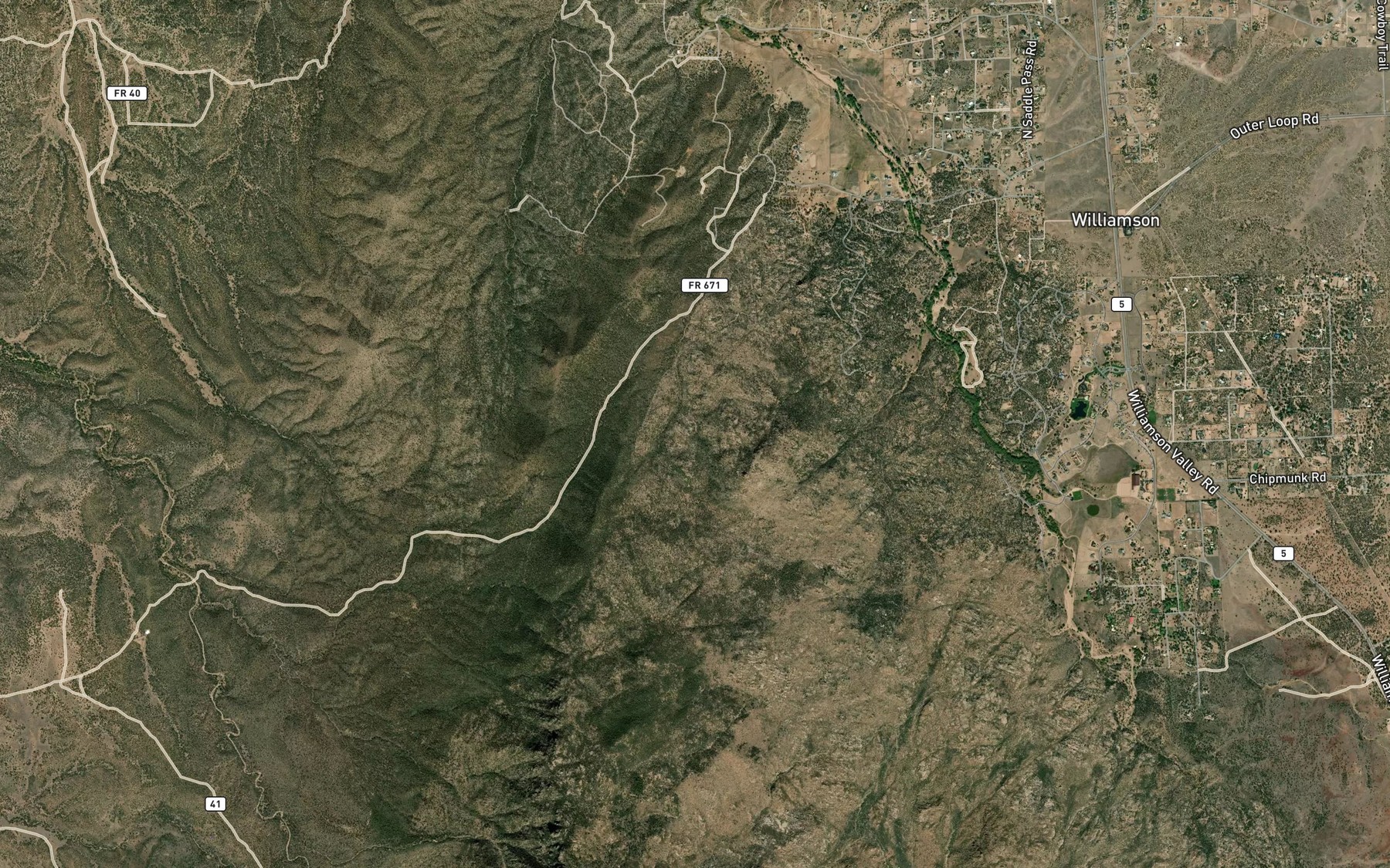 Satellite map of the Tin Trough Spring