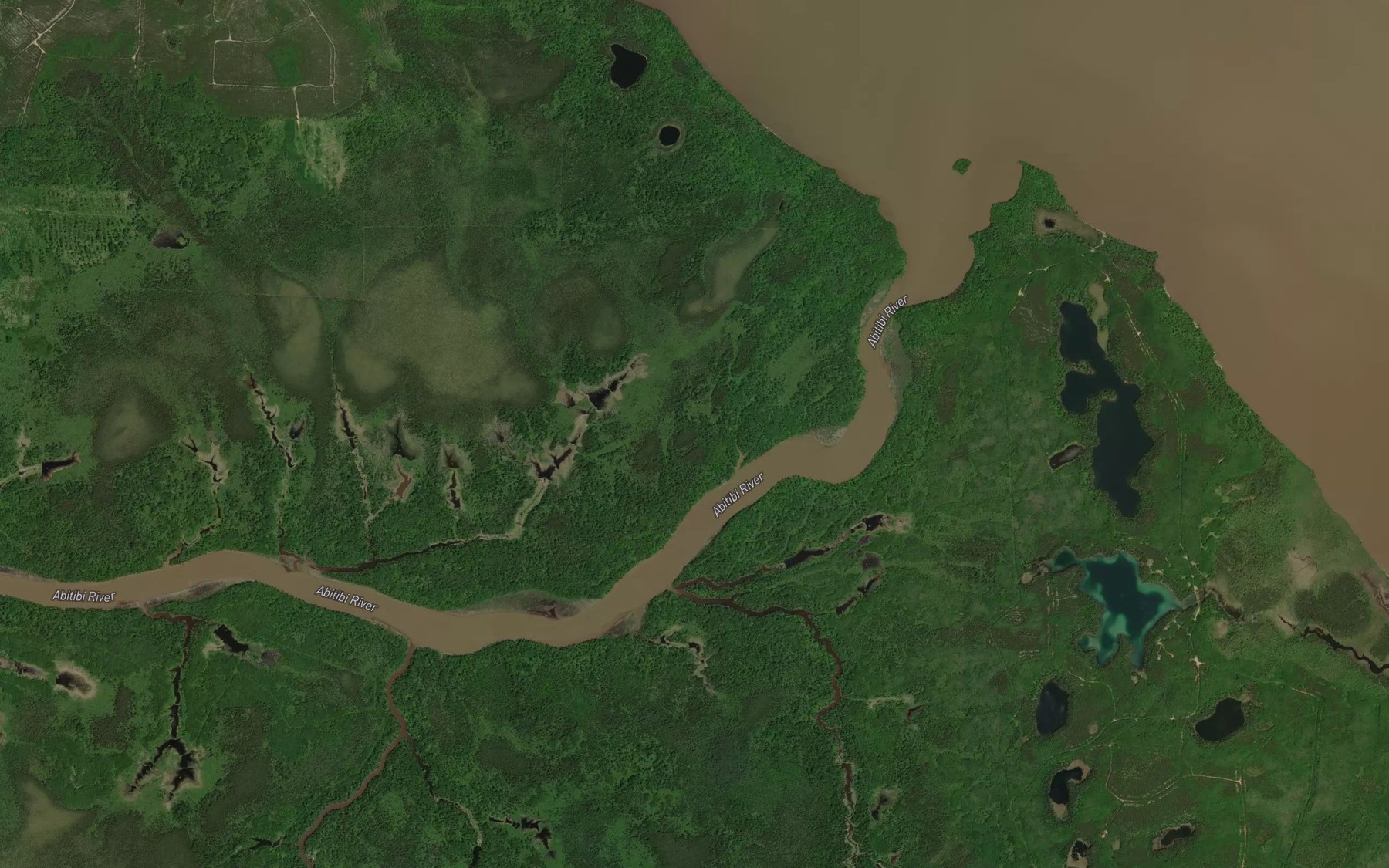 Satellite map of the Bell River