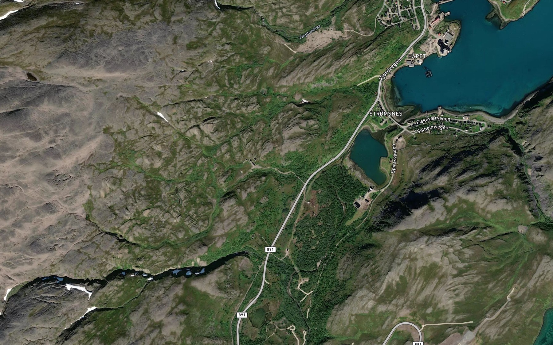 Satellite map of the Gattjohka
