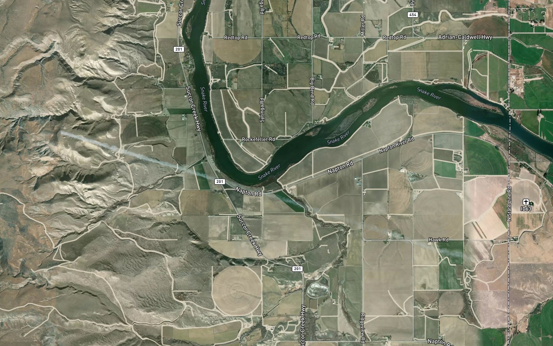 Satellite map of the Alkali Creek
