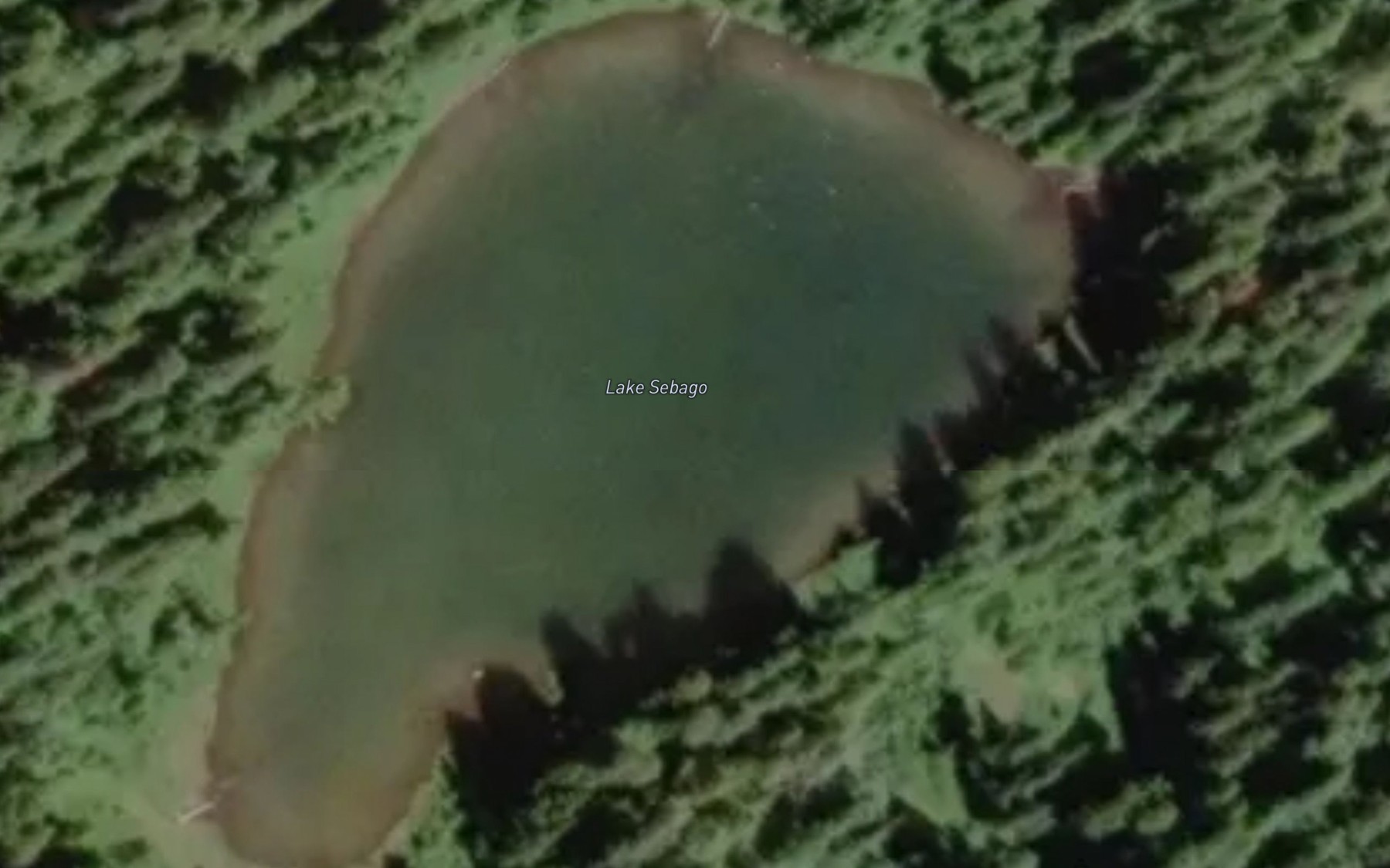 Satellite map of the Lake Sebago