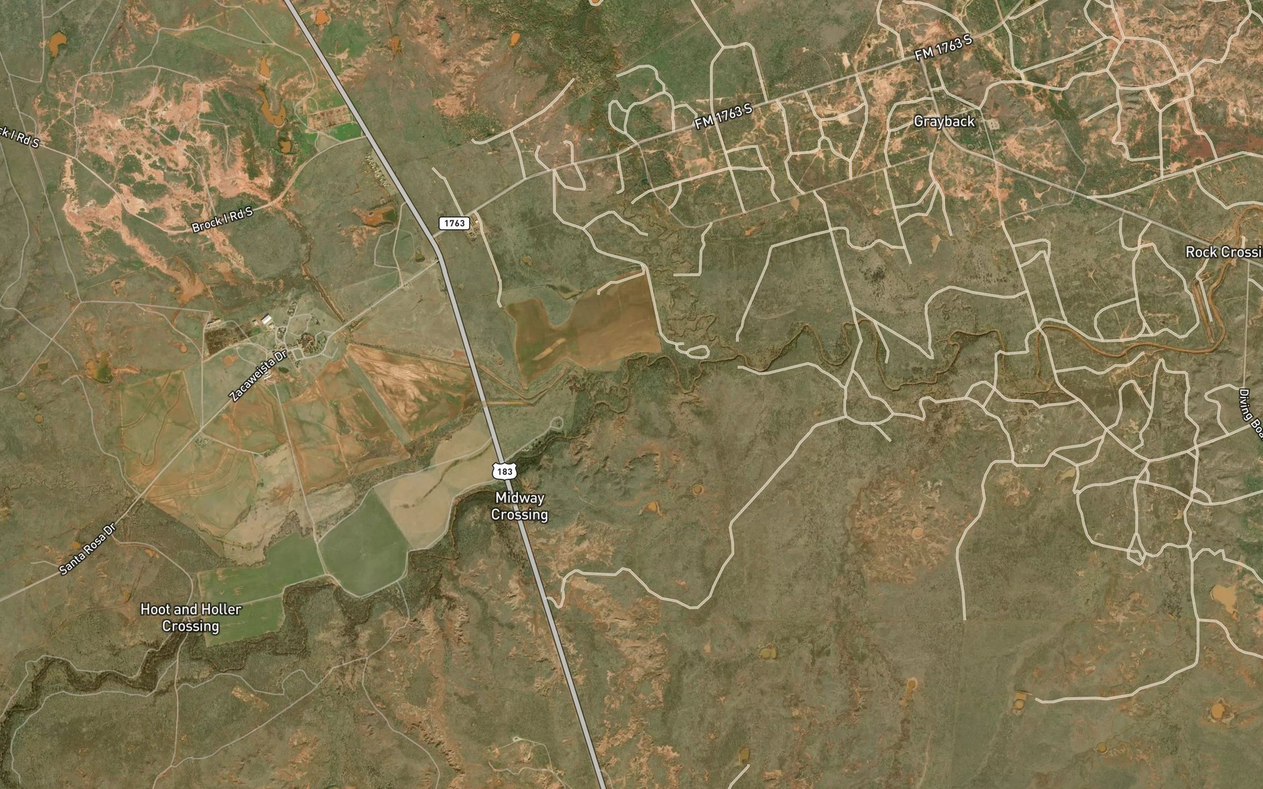 Satellite map of the Lillus Creek