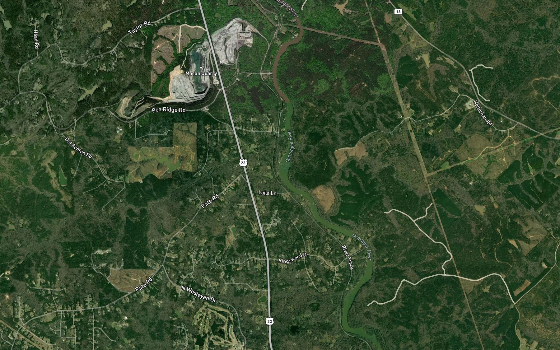 Satellite map of the Tobler Creek