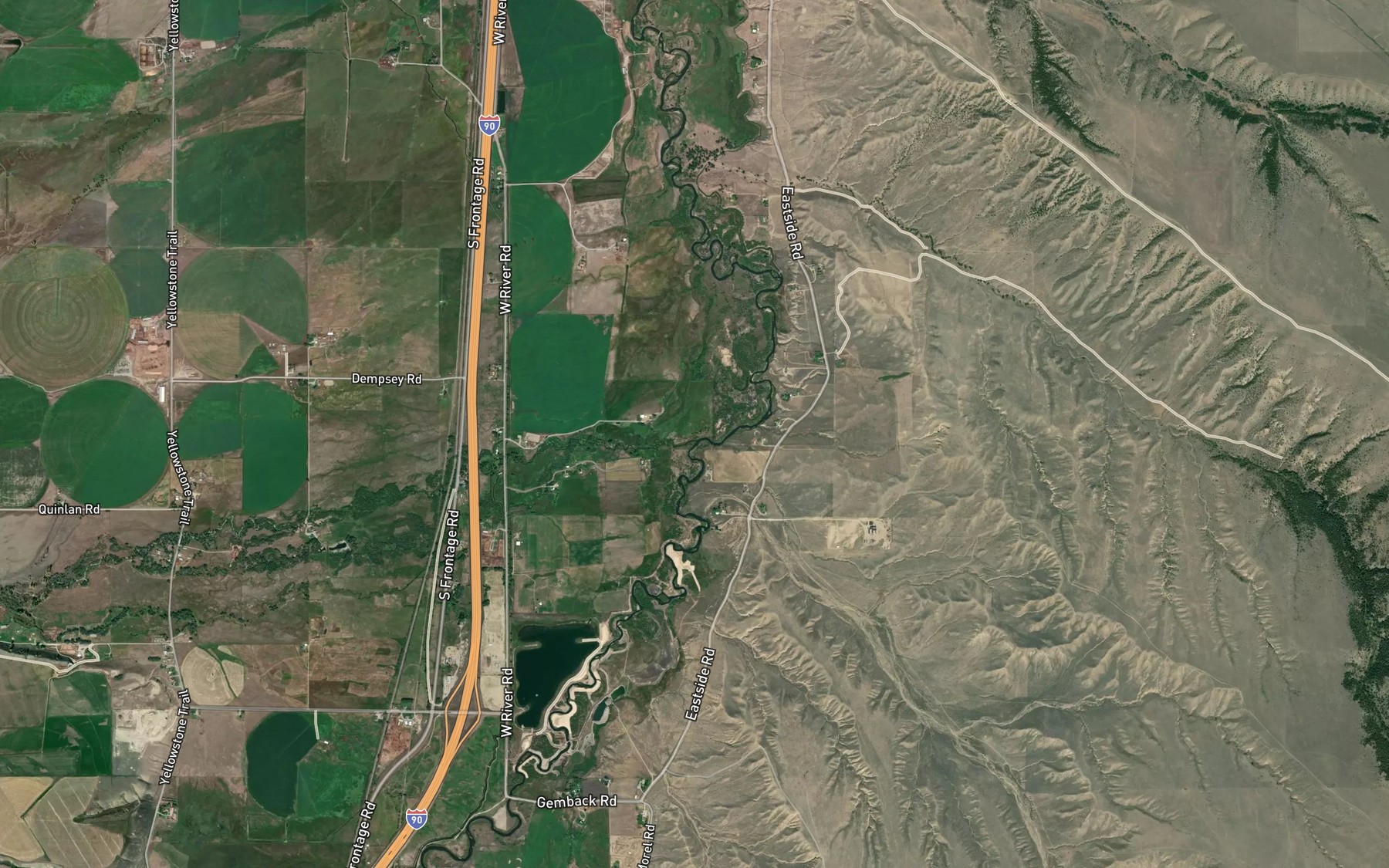 Satellite map of the Racetrack Creek
