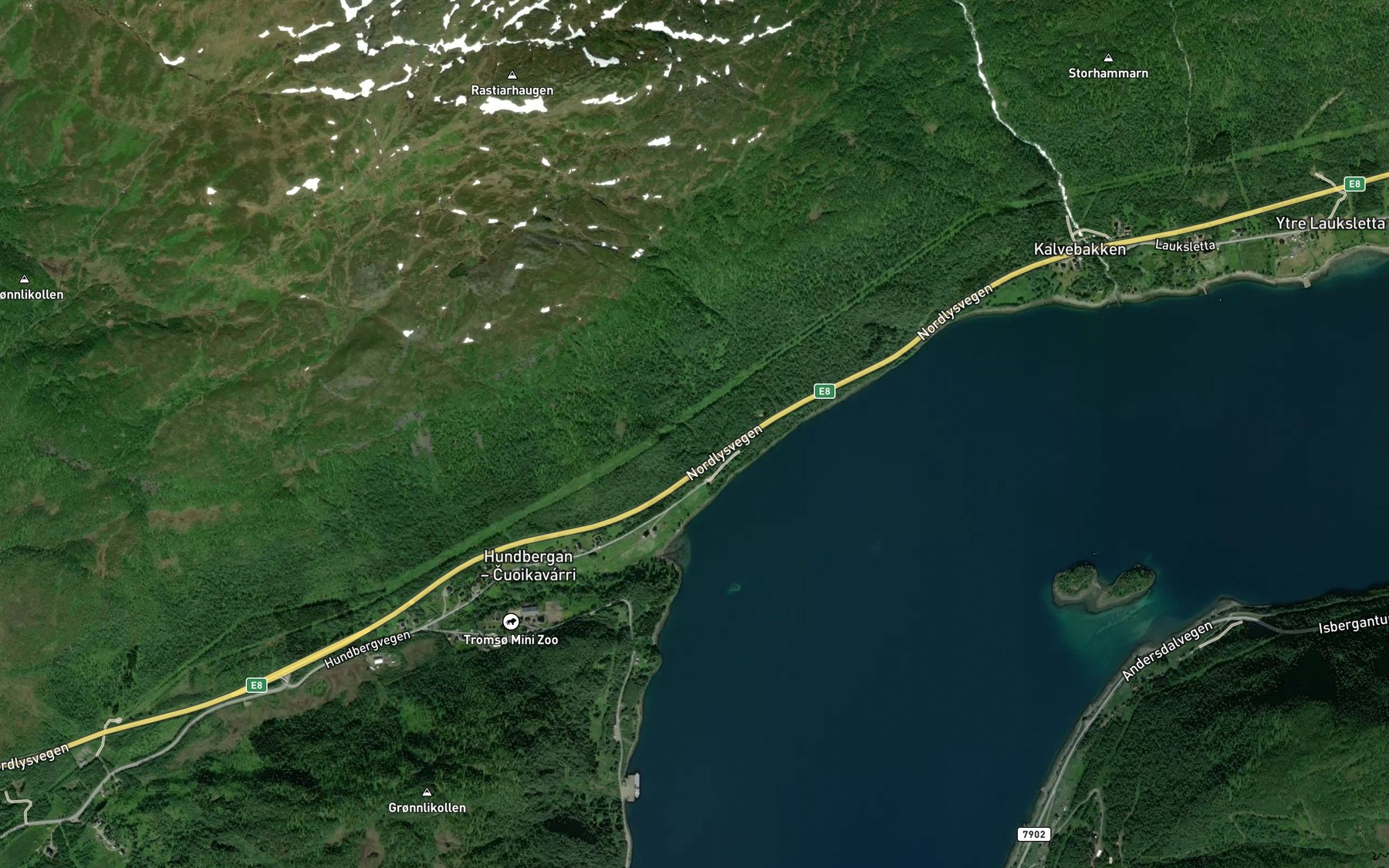 Satellite map of the Skredelva