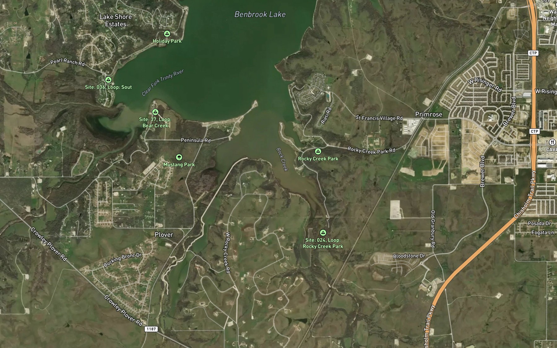 Satellite map of the Rock Creek