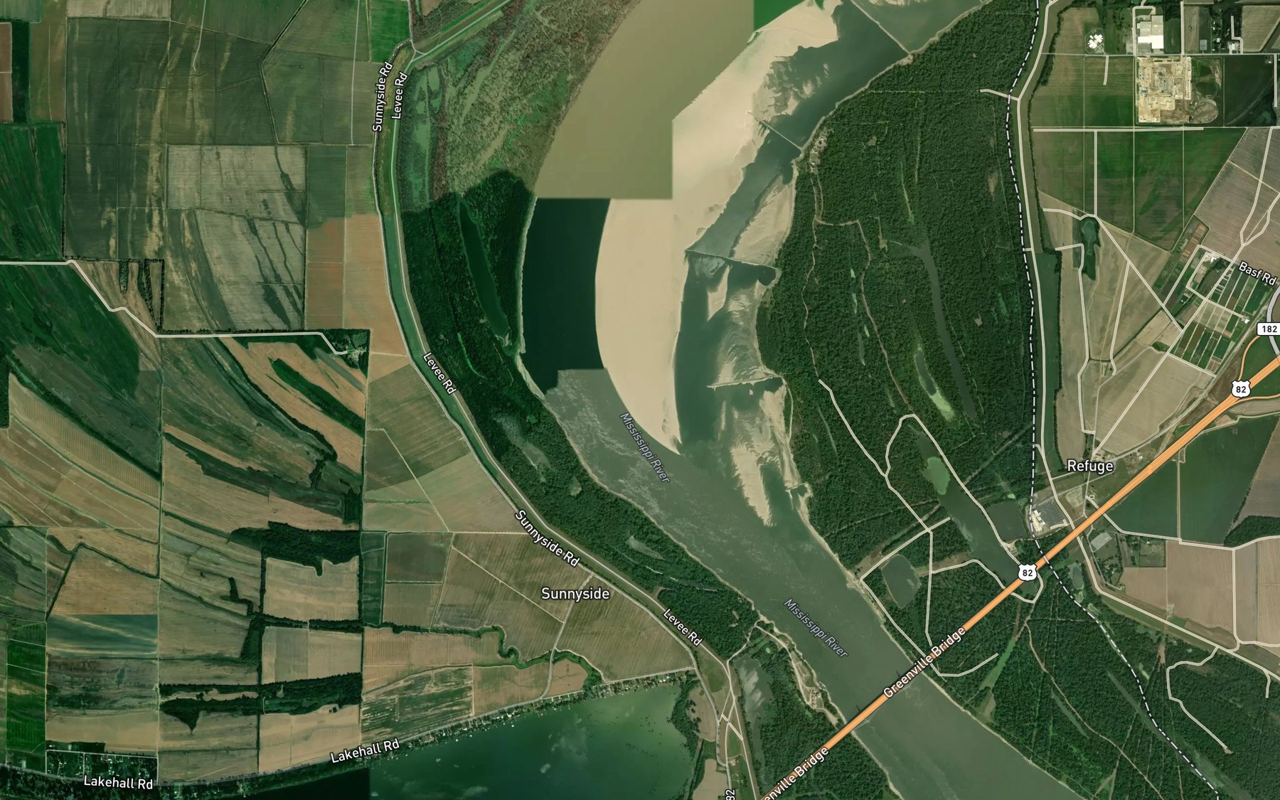 Satellite map of the Walker Bend