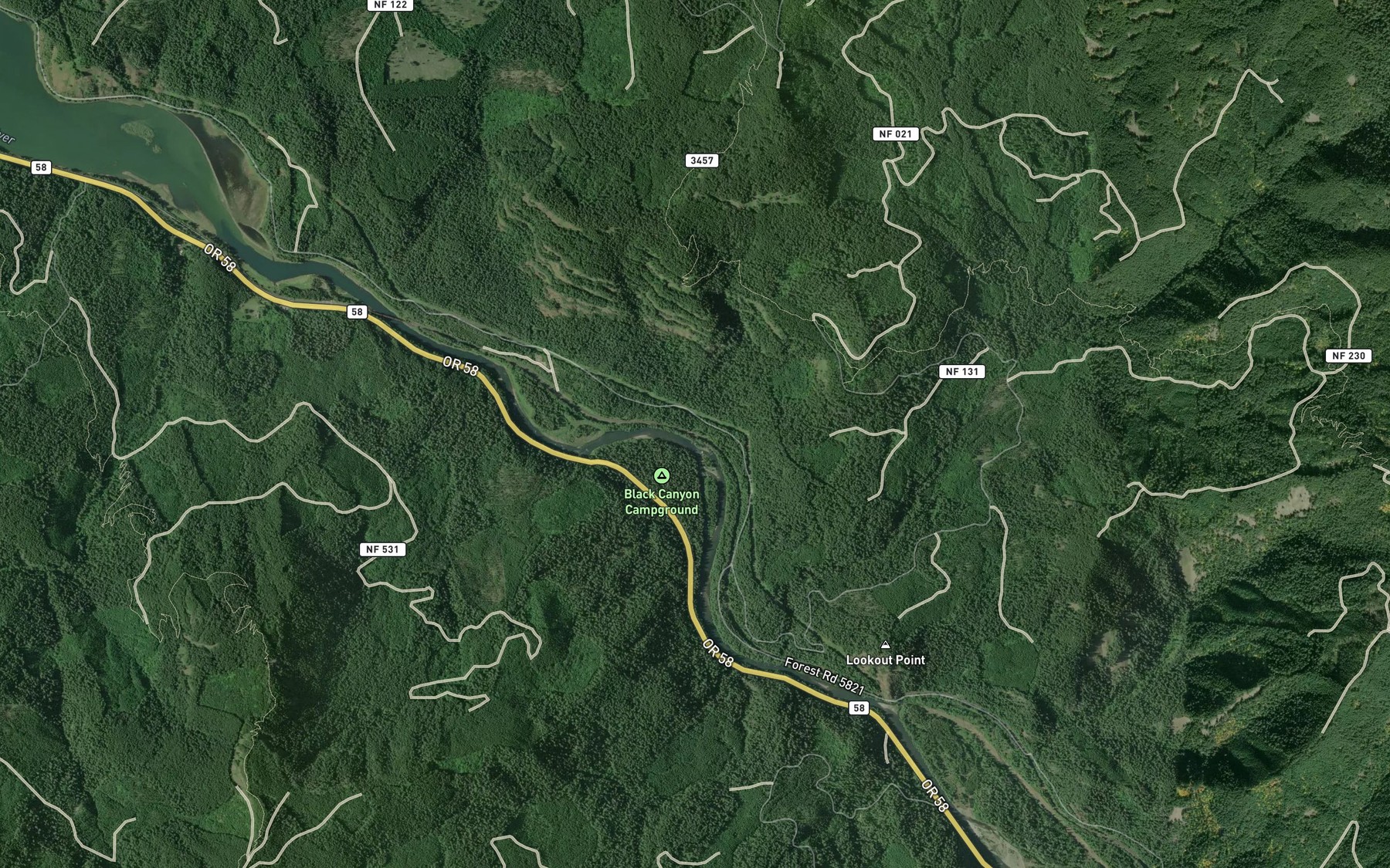 Satellite map of the Cloverpatch Creek