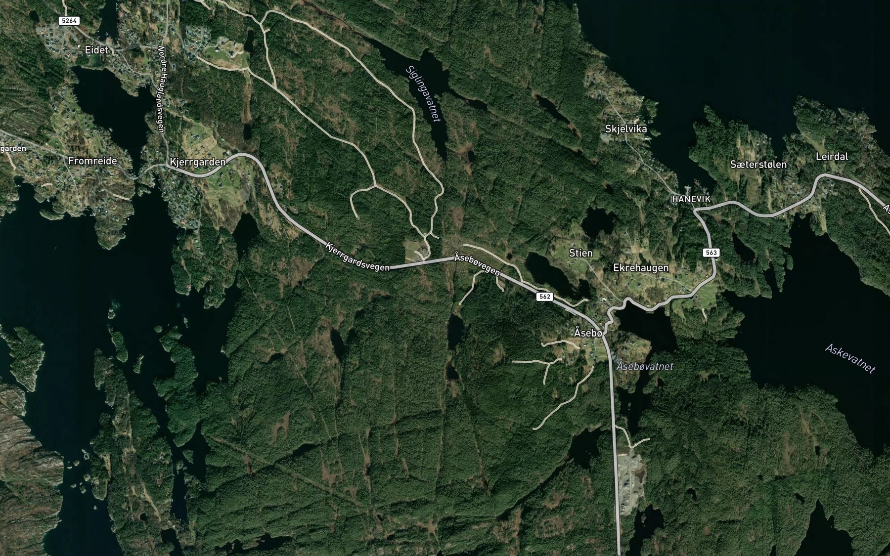 Satellite map of the Kjerrgardselva