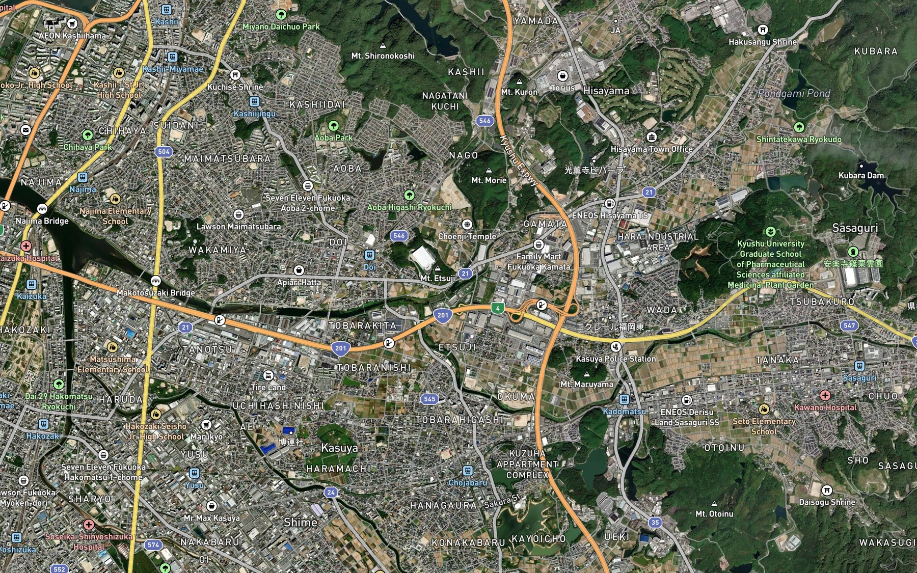 Satellite map of the Kubaru Gawa