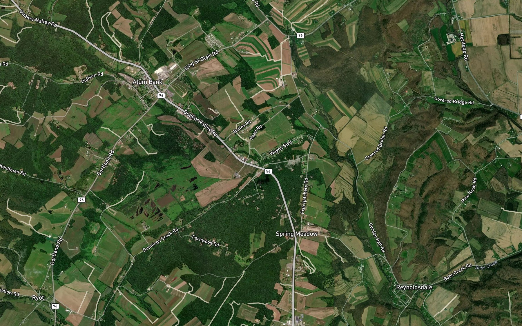 Satellite map of the Barefoot Run