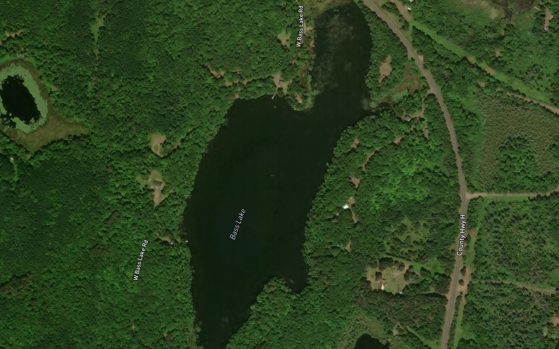 Satellite map of the Bass Lake