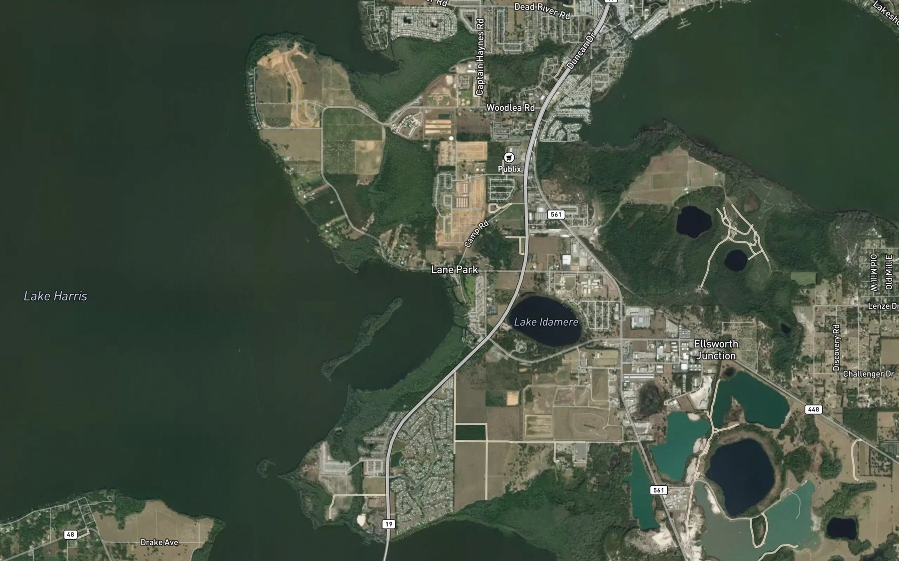 Satellite map of the Lake Harris Lodge