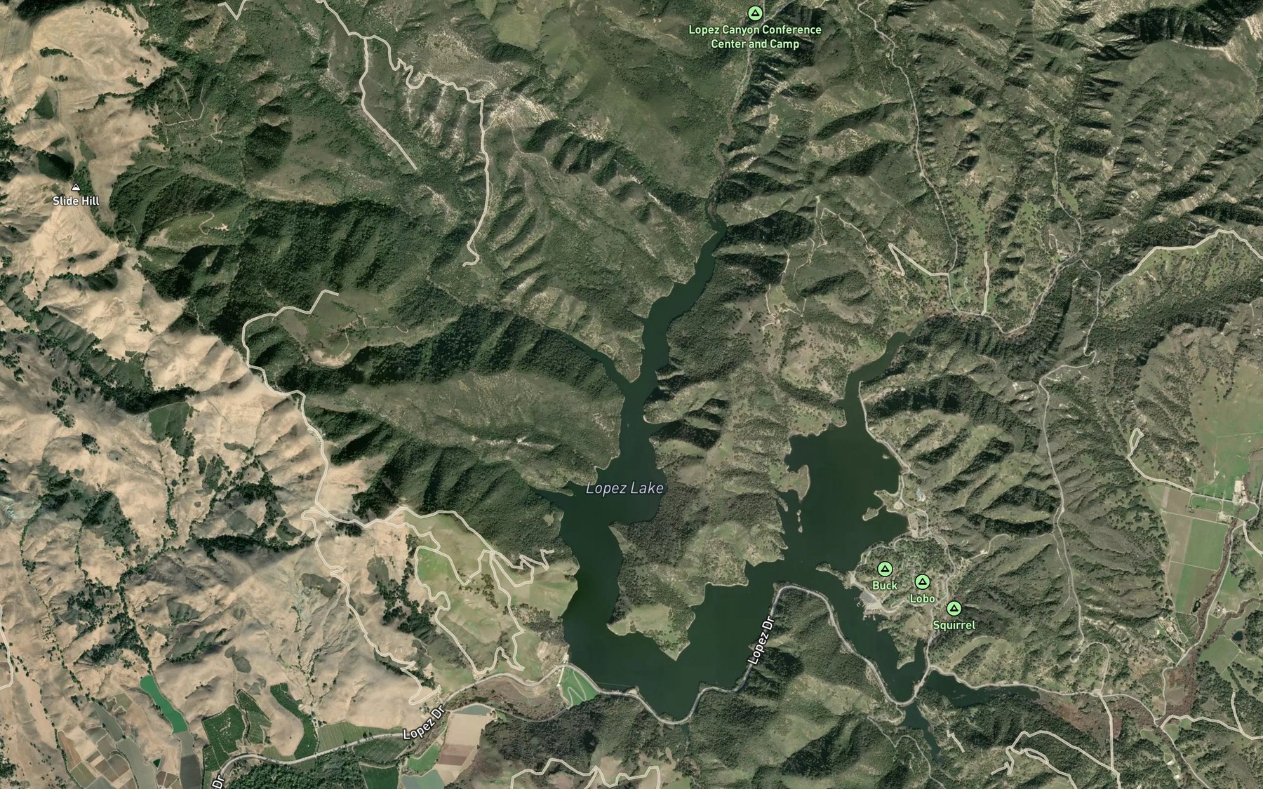 Satellite map of the Vasquez Creek