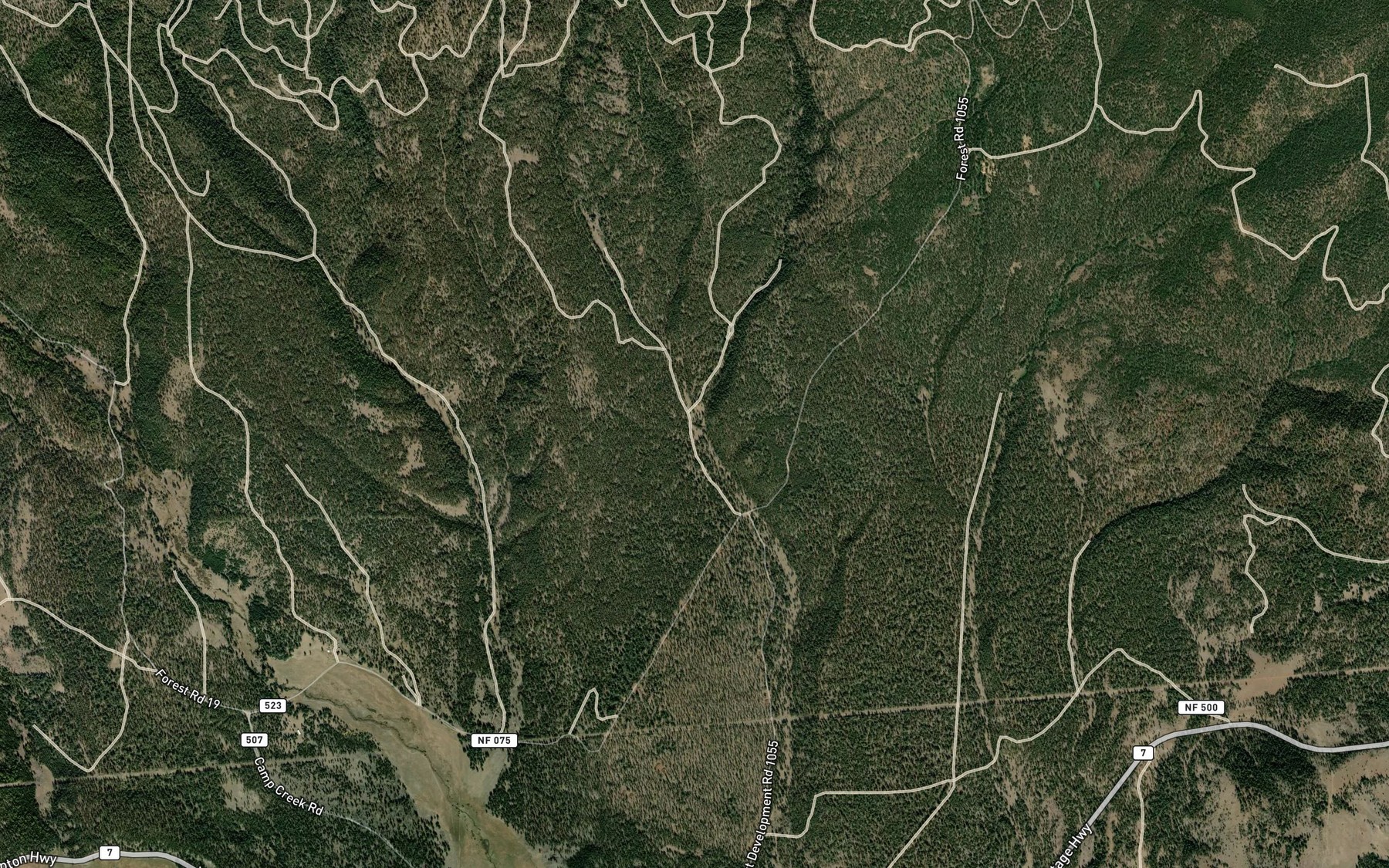 Satellite map of the Middle Fork Dry Creek