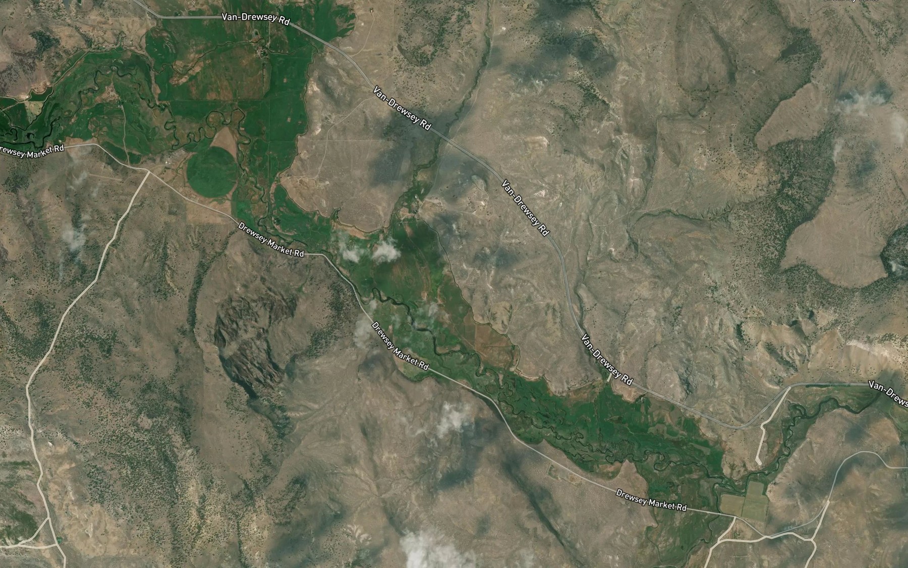 Satellite map of the Drewsey Reclamation Company Ditch