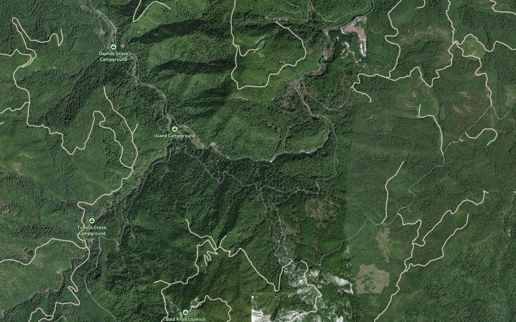 Satellite map of the Sru Creek