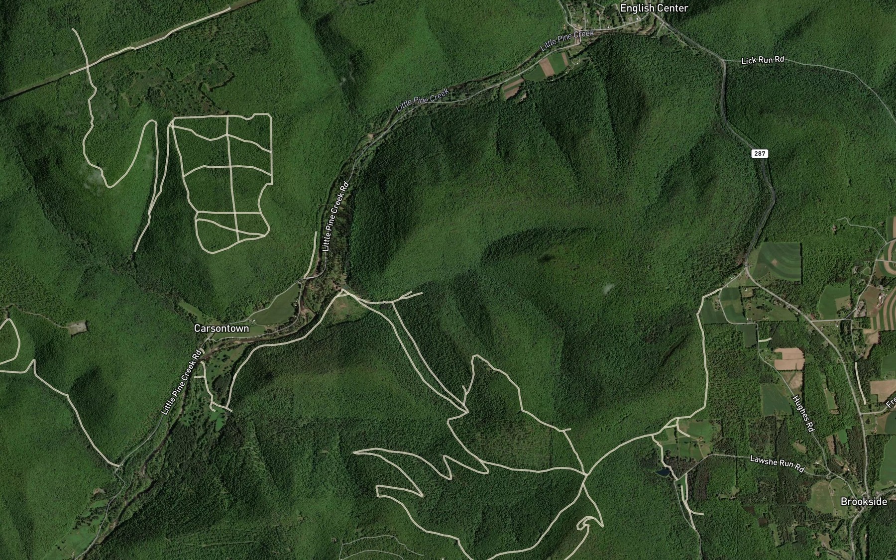 Satellite map of the Callhans Run