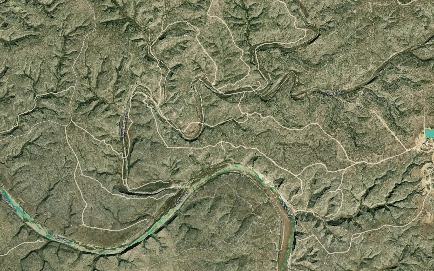 Satellite map of the Slaughter Bend Springs