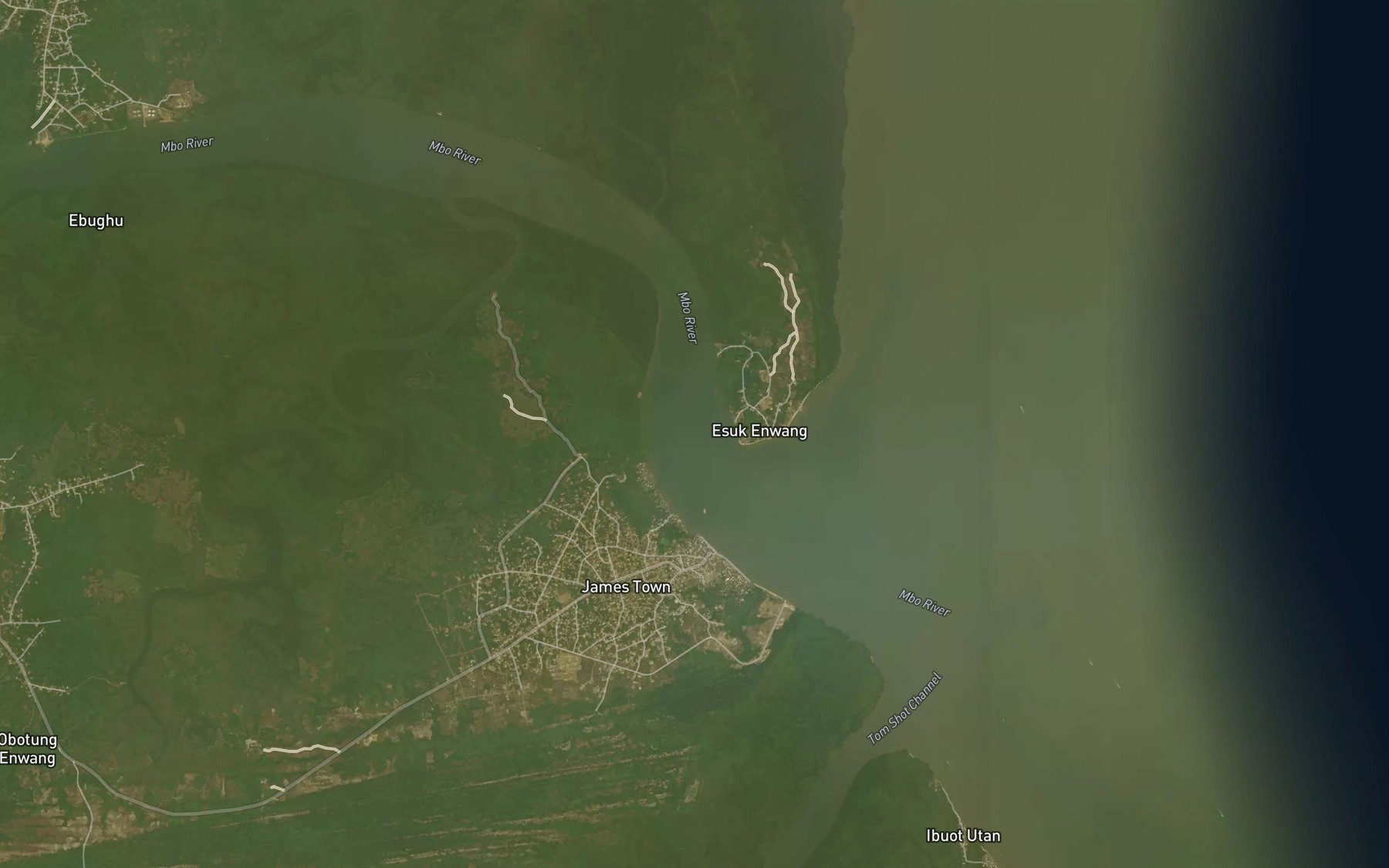 Satellite map of the Mbo River