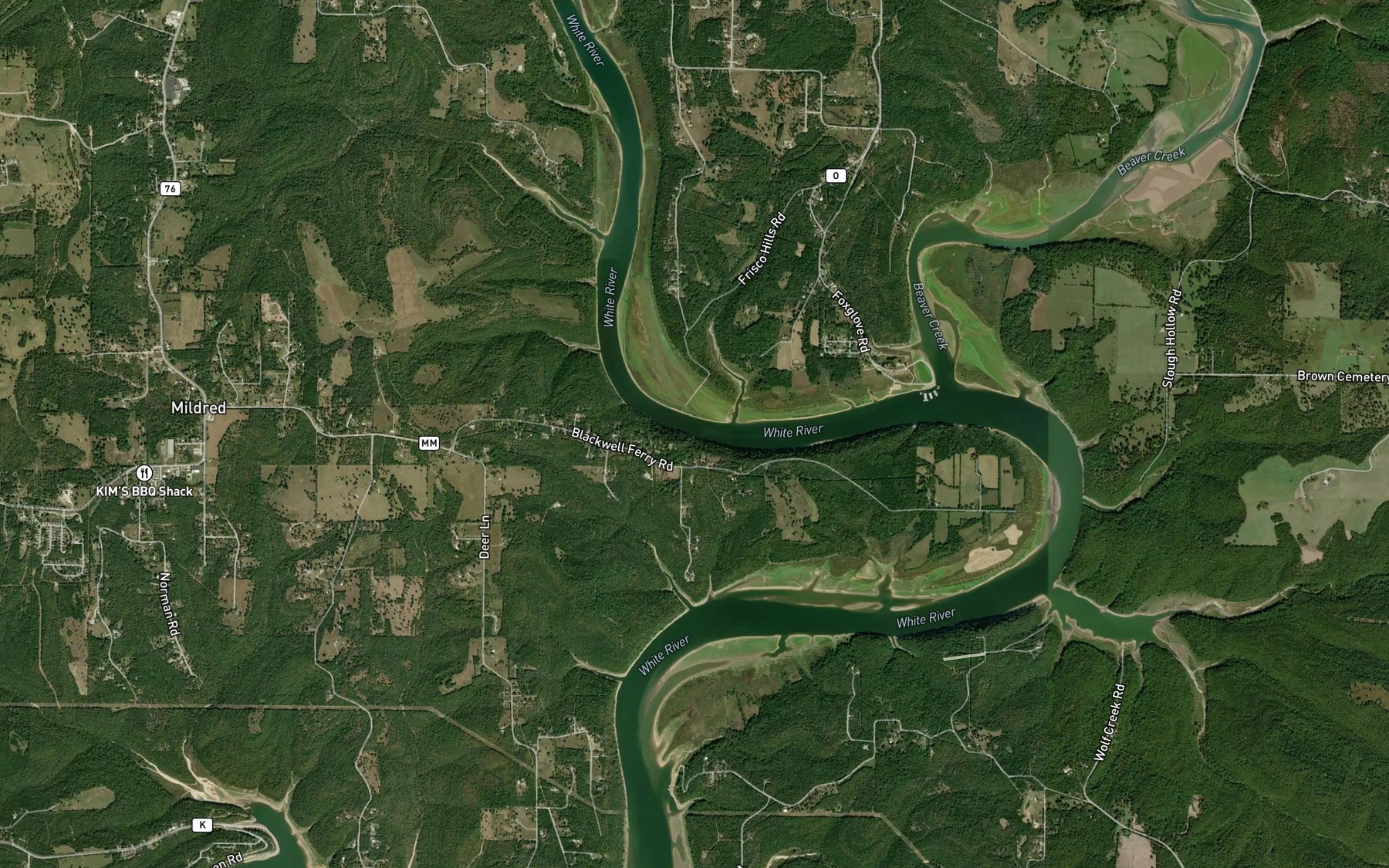 Satellite map of the Johnson Bluff