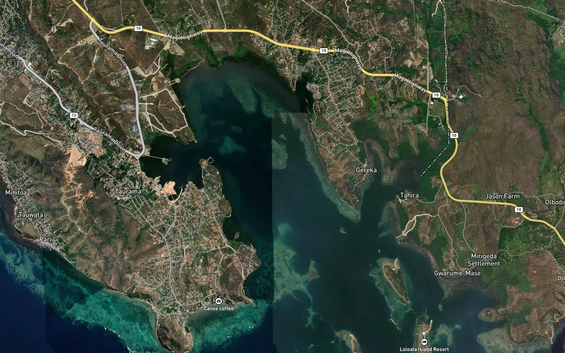 Satellite map of the Bootless Inlet