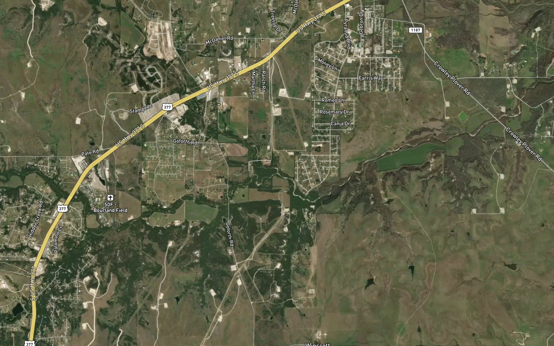 Satellite map of the South Bear Creek