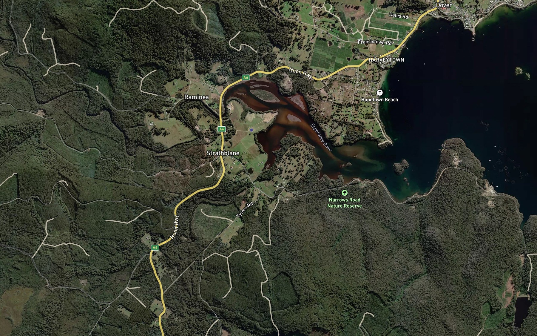 Satellite map of the Creekton Rivulet