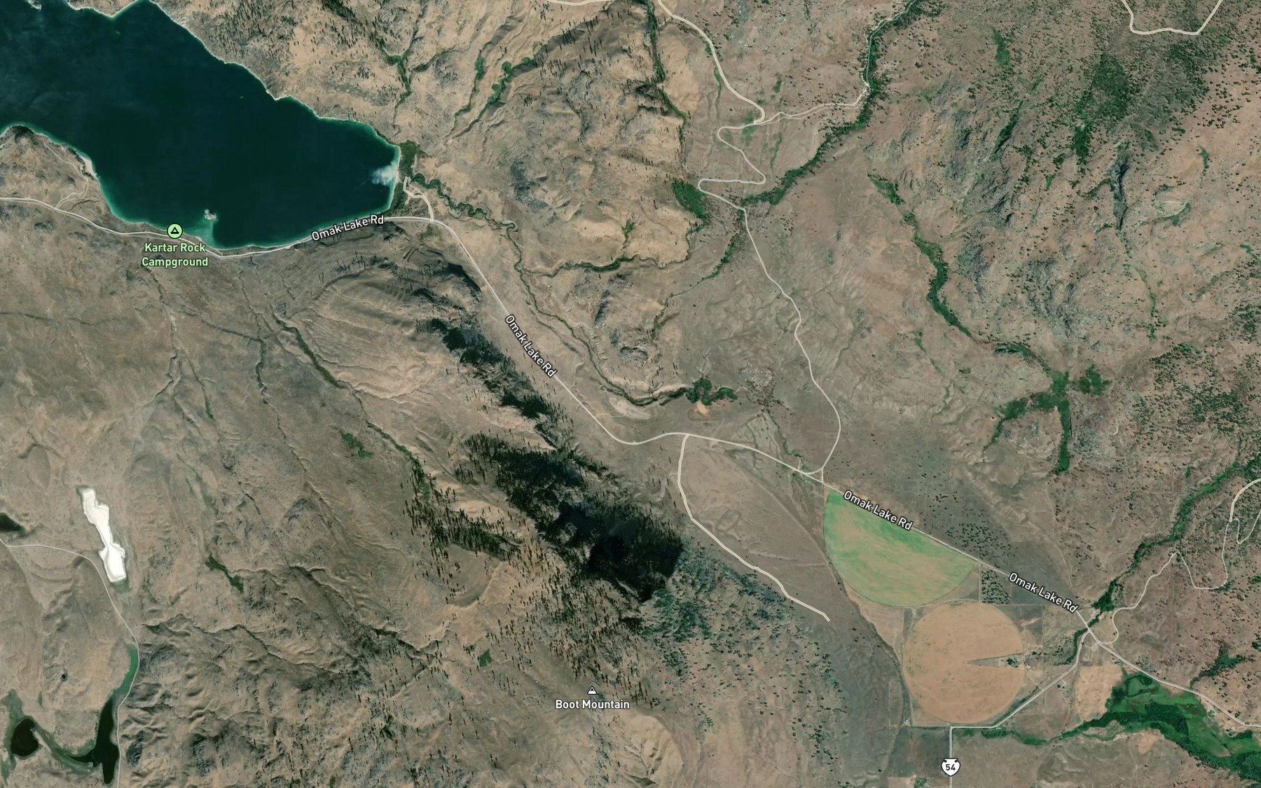 Satellite map of the Nason Creek