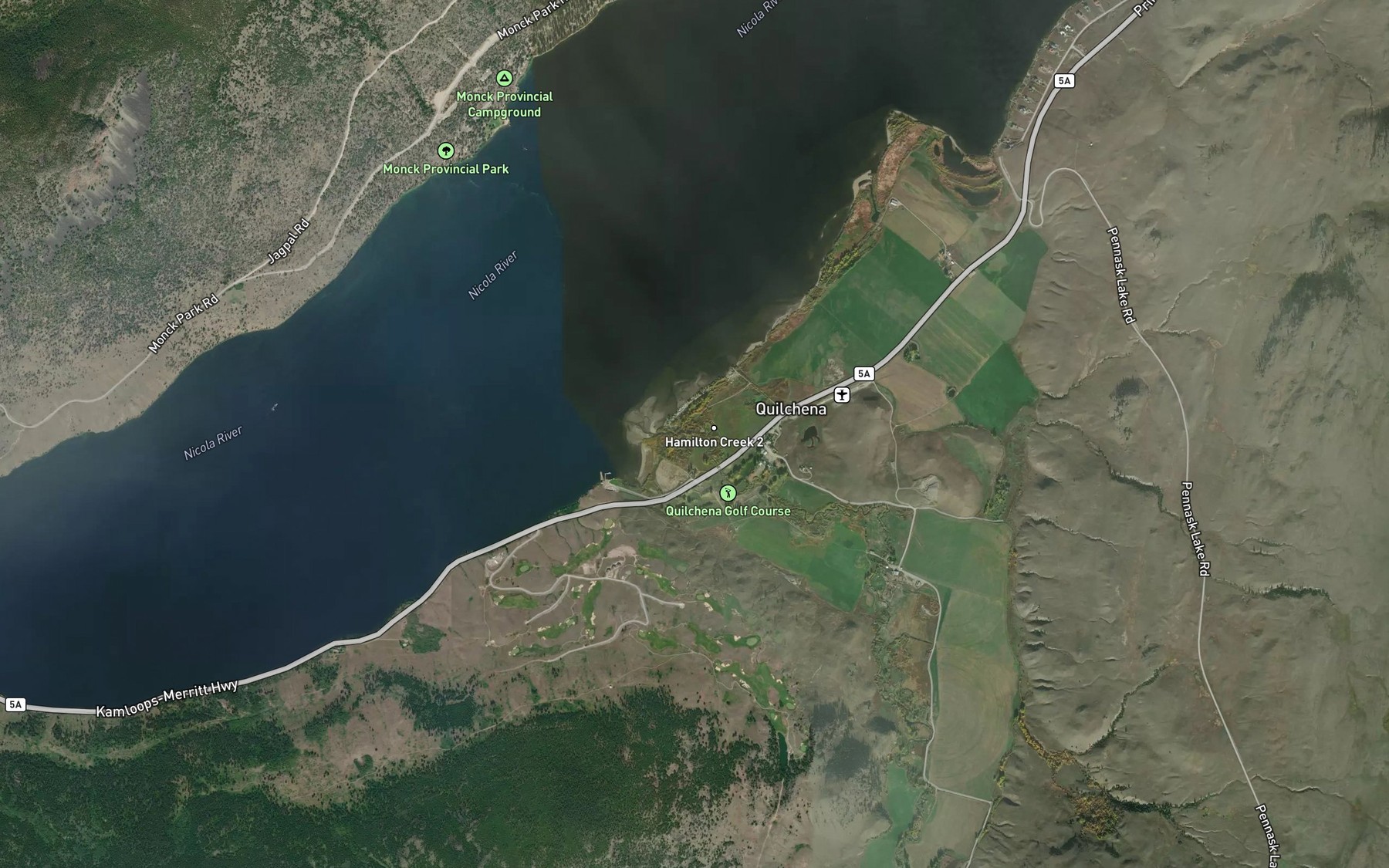 Satellite map of the Quilchena Creek