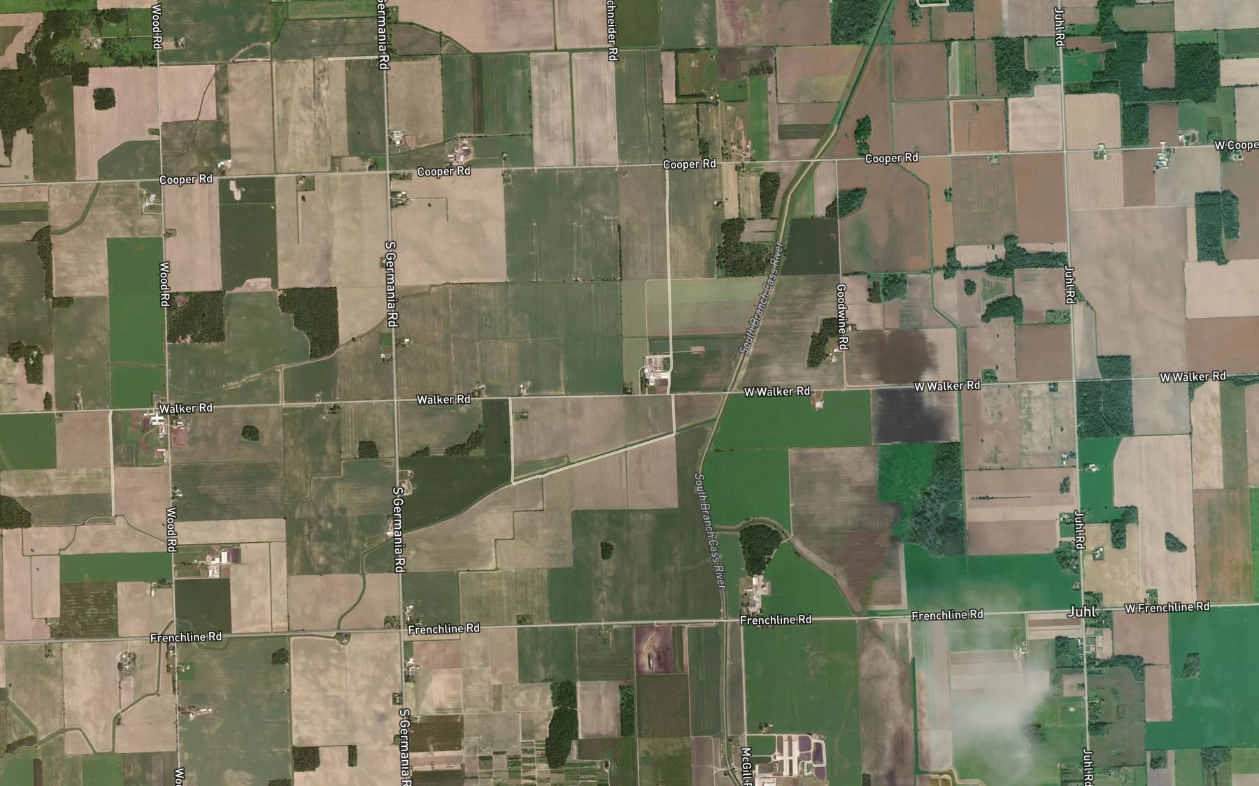 Satellite map of the Shupe Drain