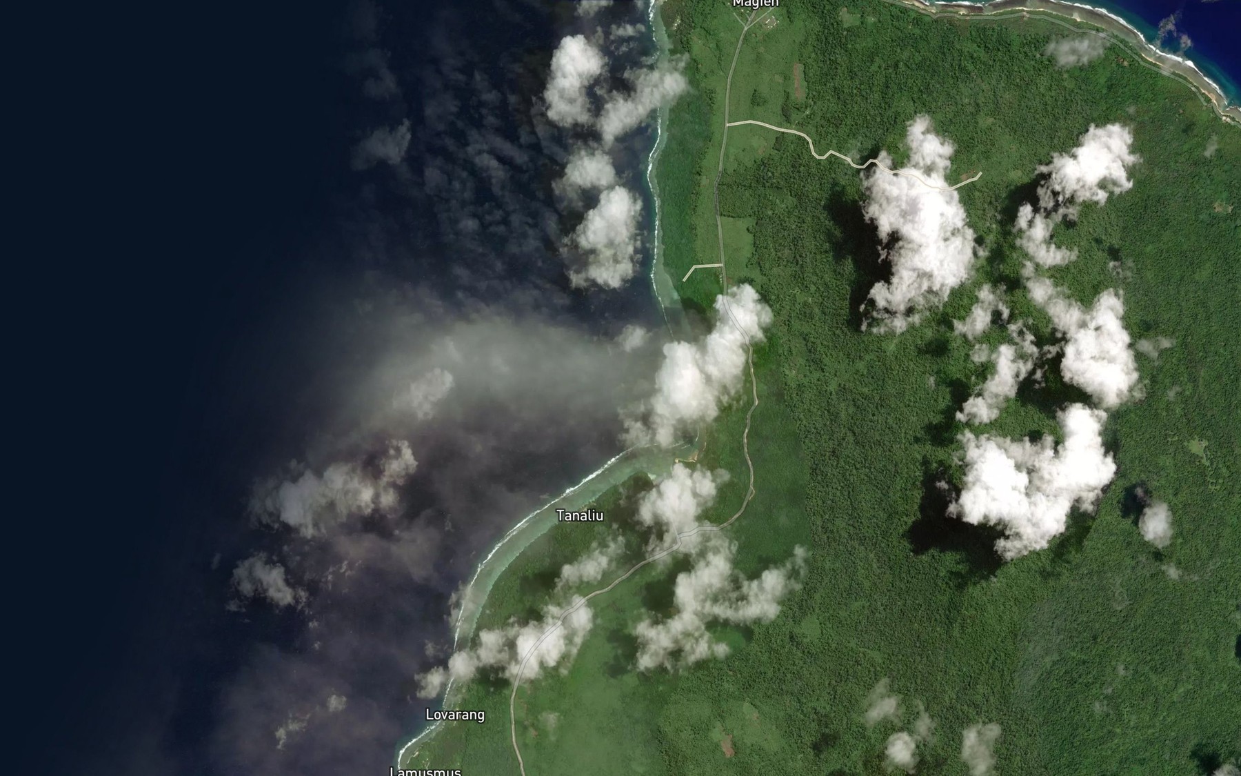 Satellite map of the Eliuke Bay