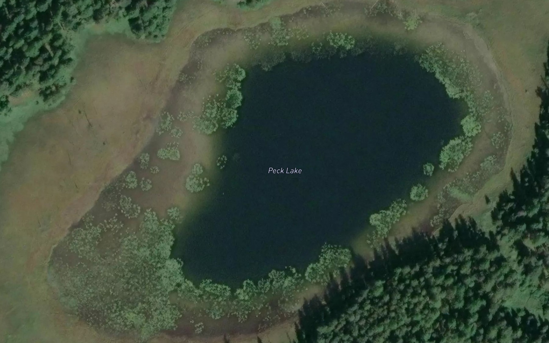 Satellite map of the Peck Lake