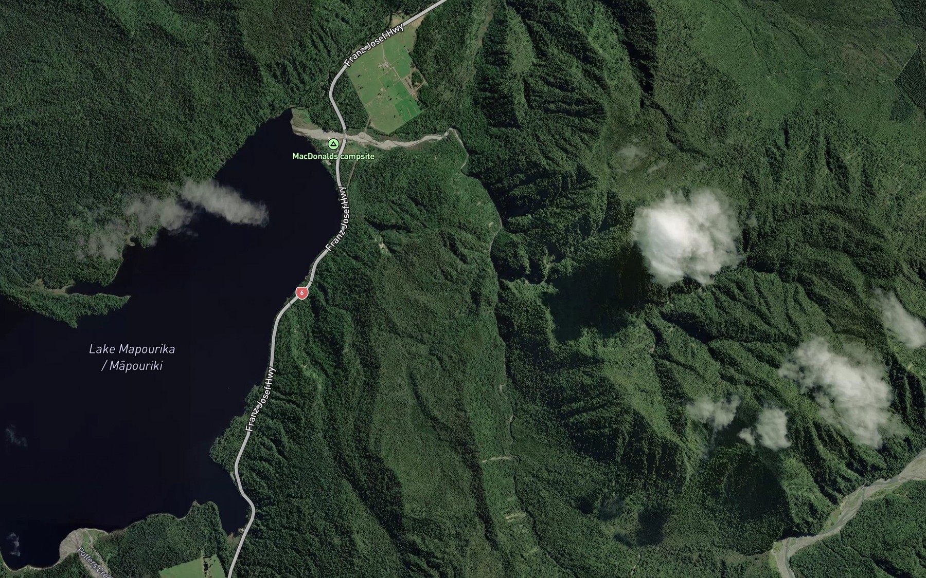 Satellite map of the MacDonalds Creek