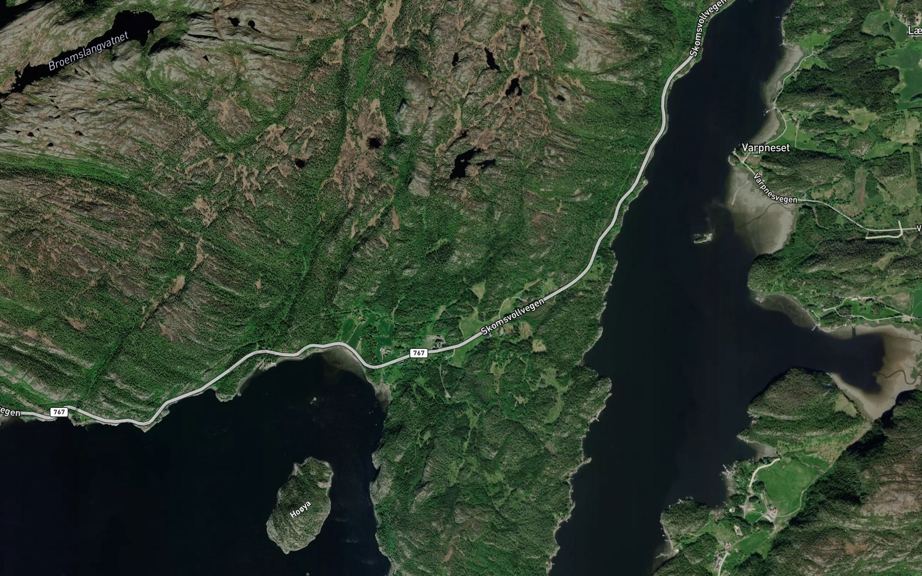 Satellite map of the Hestskardelva