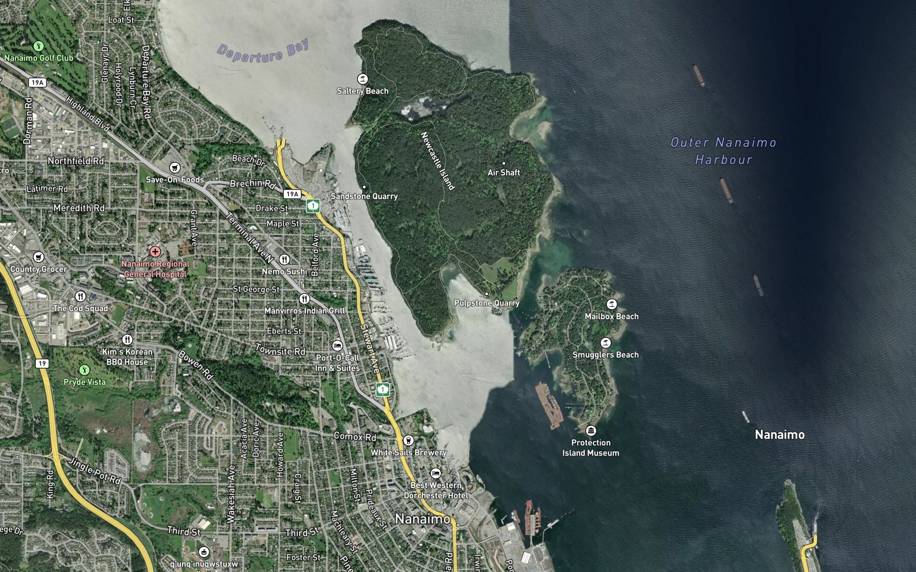 Satellite map of the Mark Bay