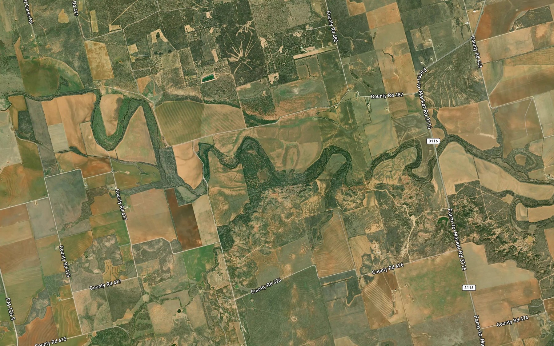 Satellite map of the Noodle Creek