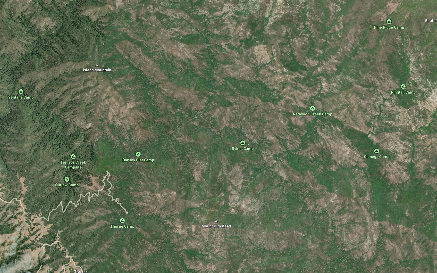 Satellite map of the Dolores Creek