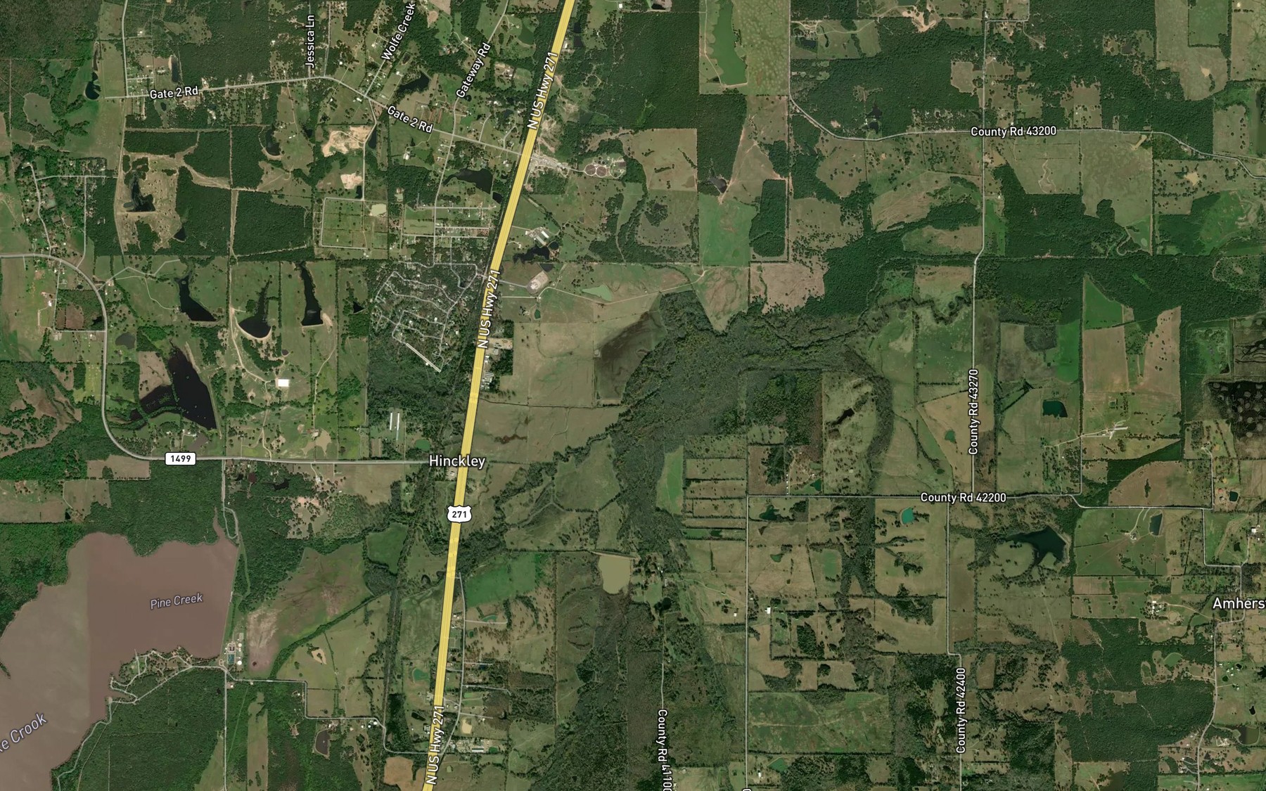 Satellite map of the Crooked Creek