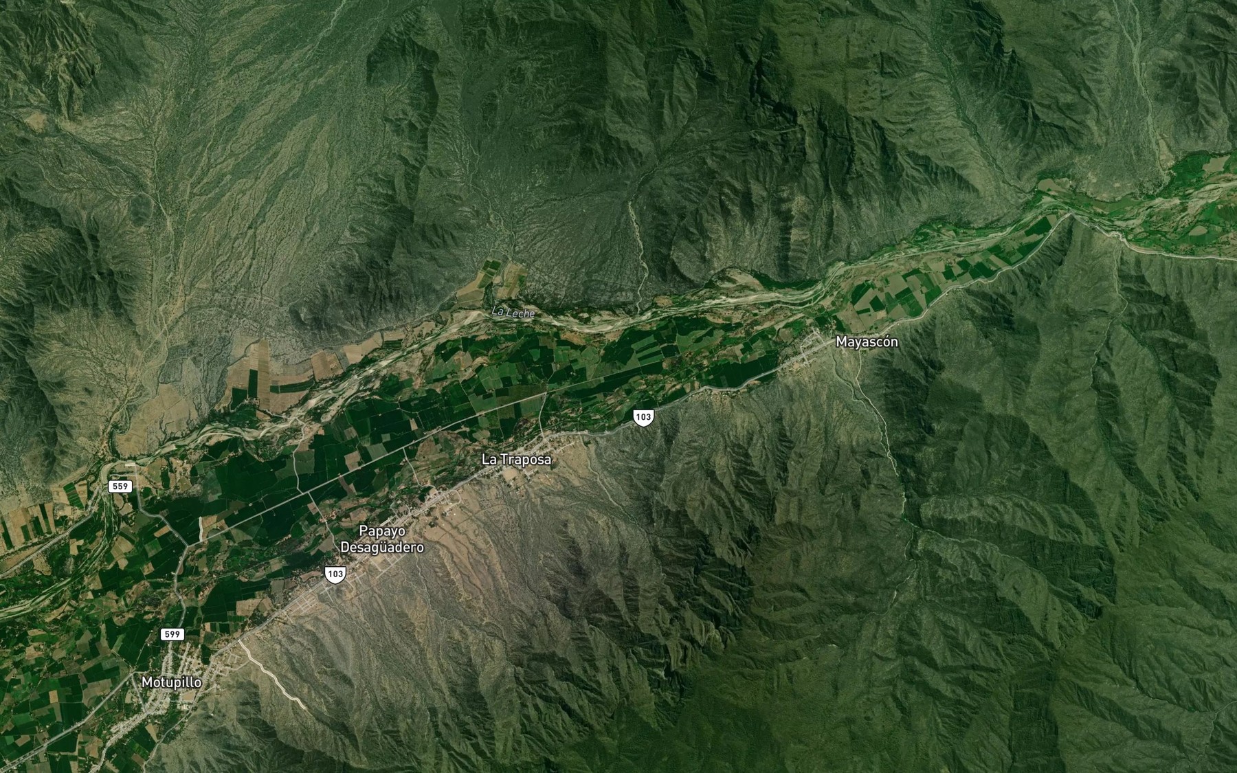 Satellite map of the Quebrada de Colan