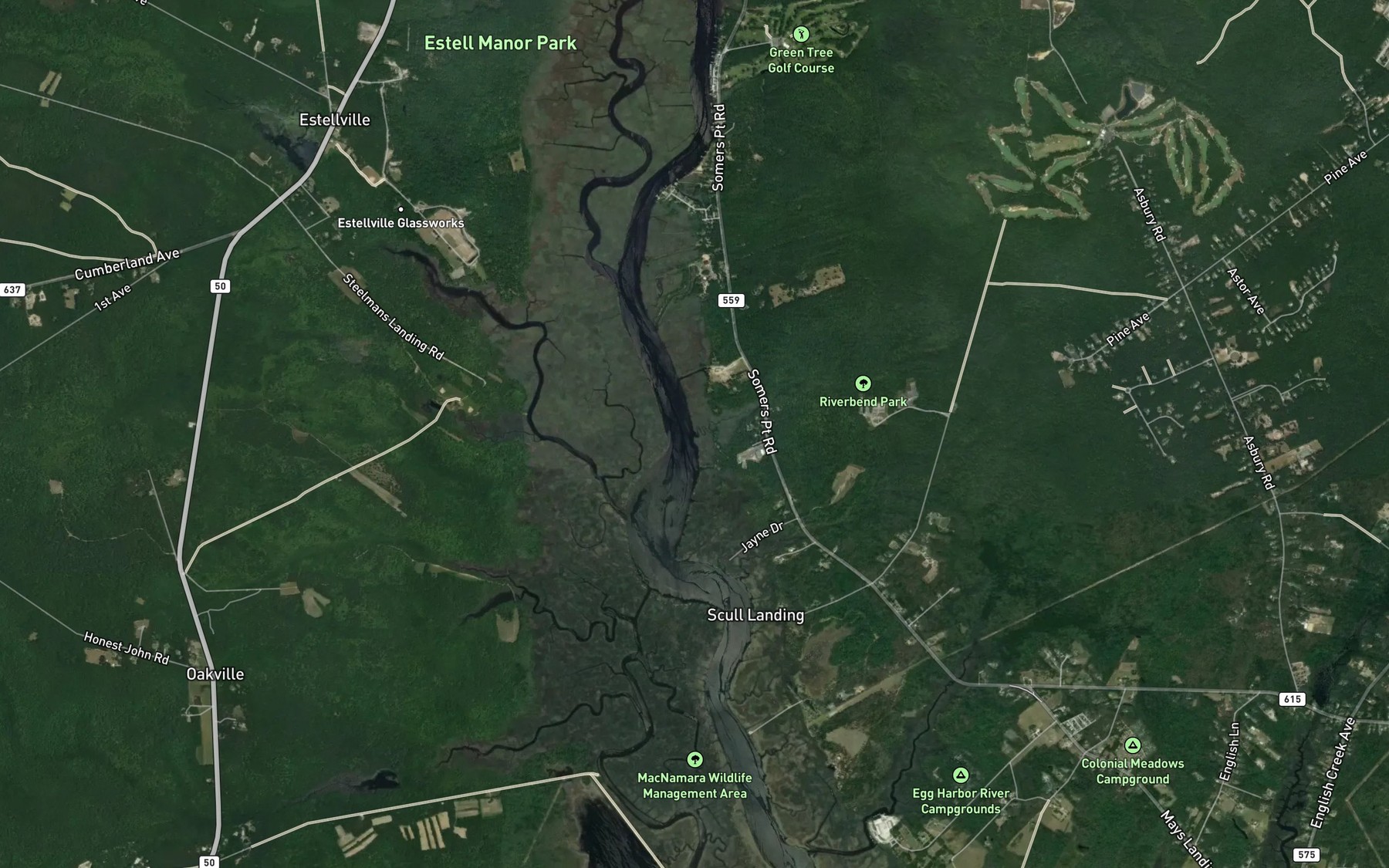 Satellite map of the Perch Cove Run