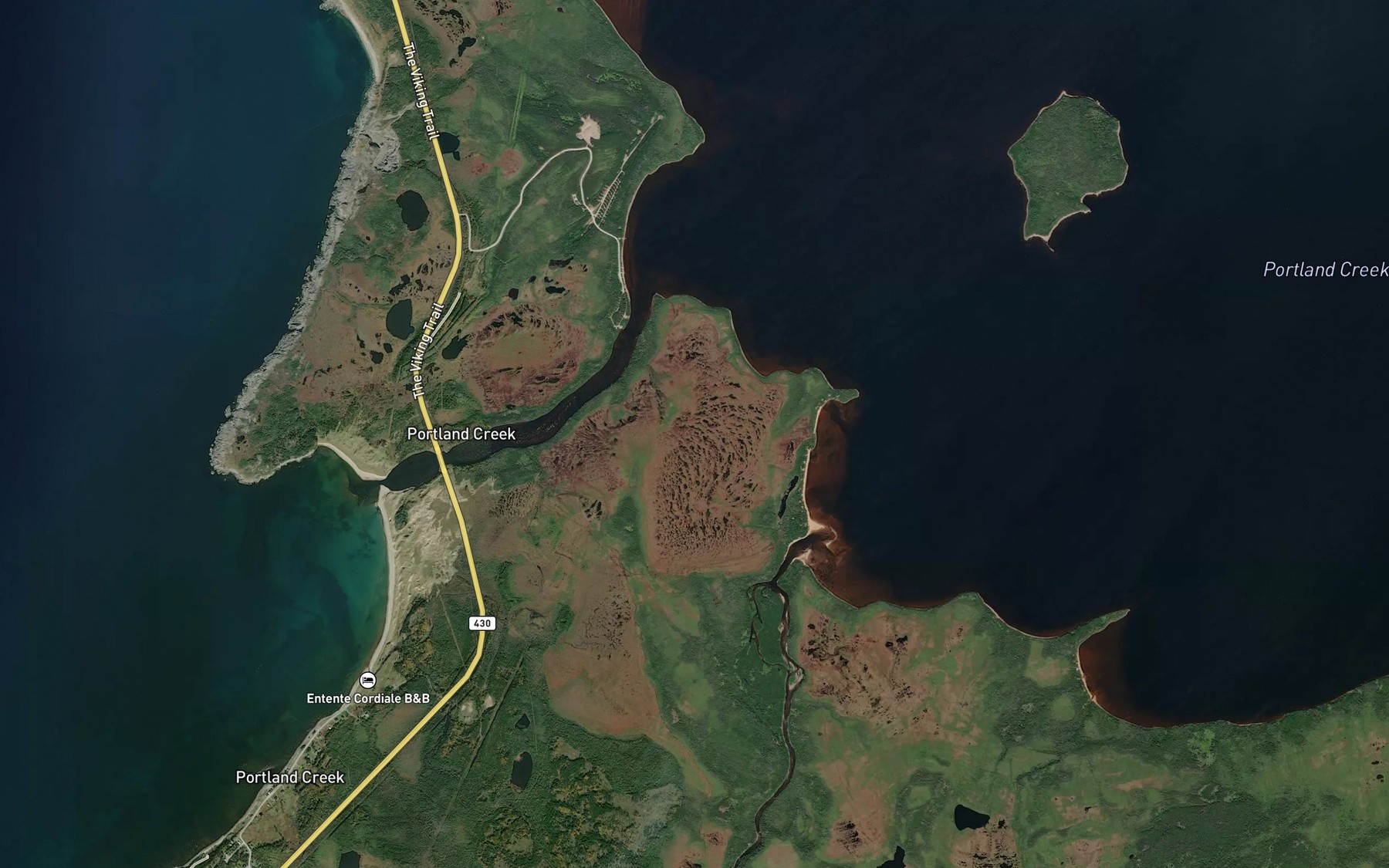 Satellite map of the Greavett Brook