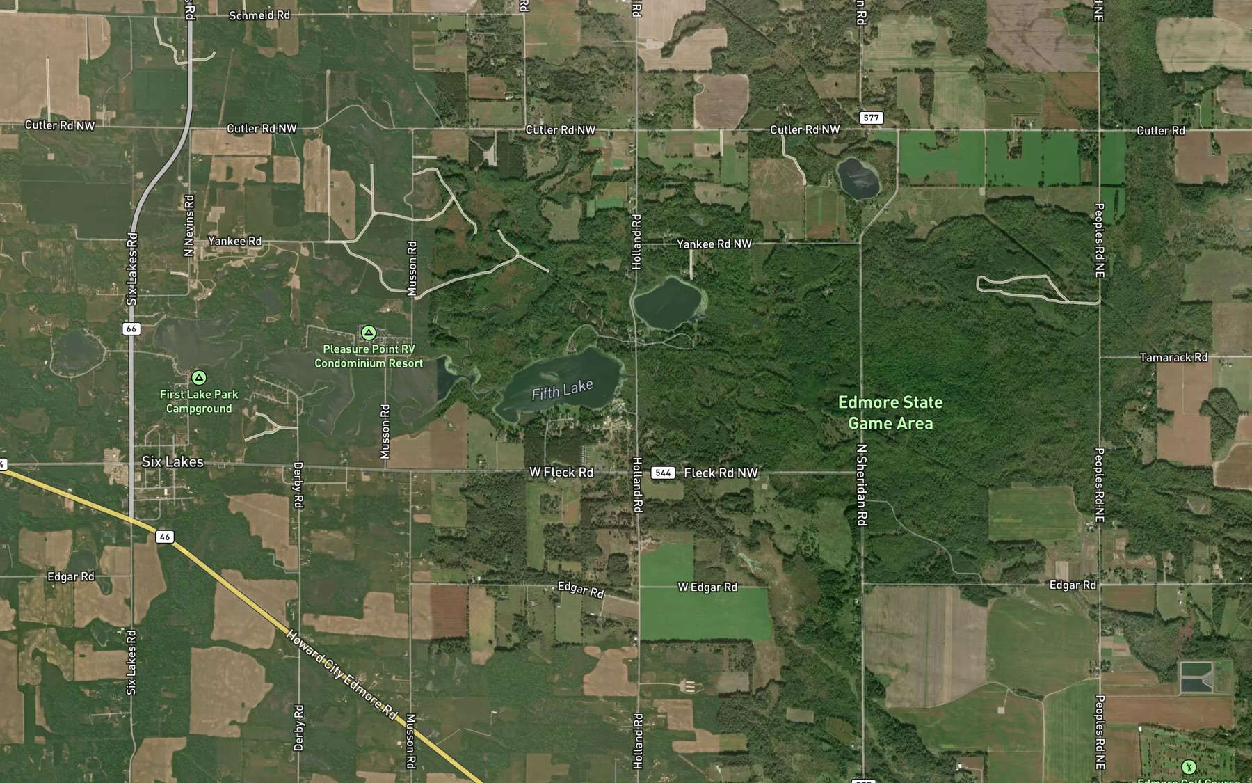 Satellite map of the Stony Creek
