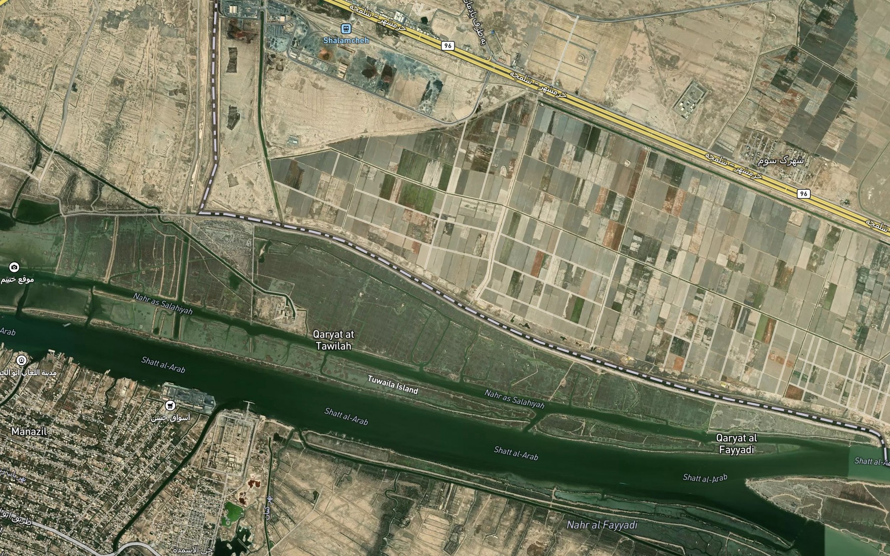 Satellite map of the Nahr-e Abtar