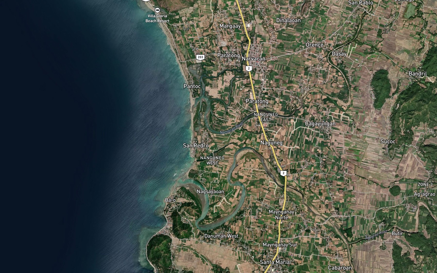 Satellite map of the Cayape River
